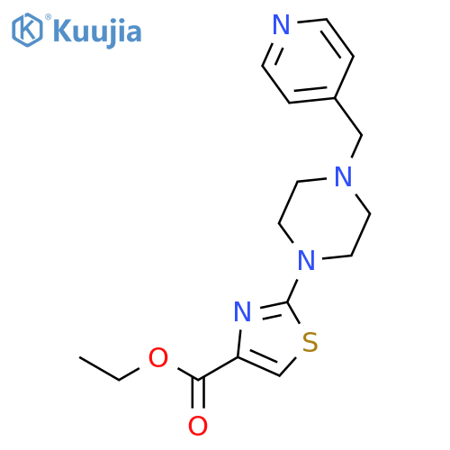 4-Thiazolecarboxylic acid, 2-[4-(4-pyridinylmethyl)-1-piperazinyl]-, ethyl ester structure