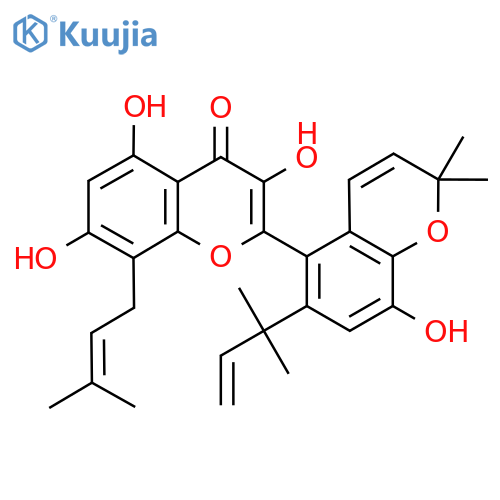 3,5,7-Trihydroxy-2-[8-hydroxy-2,2-dimethyl-6-(2-methylbut-3-en-2-yl)chromen-5-yl]-8-(3-methylbut-2-enyl)chromen-4-one structure