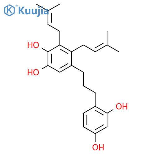 1,2-Benzenediol,5-[3-(2,4-dihydroxyphenyl)propyl]-3,4-bis(3-methyl-2-buten-1-yl)- structure