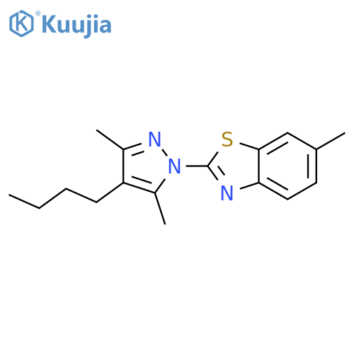 Benzothiazole,2-(4-butyl-3,5-dimethyl-1H-pyrazol-1-yl)-6-methyl- structure