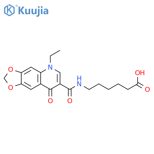 Hexanoic acid,6-[[(5-ethyl-5,8-dihydro-8-oxo-1,3-dioxolo[4,5-g]quinolin-7-yl)carbonyl]amino]- structure