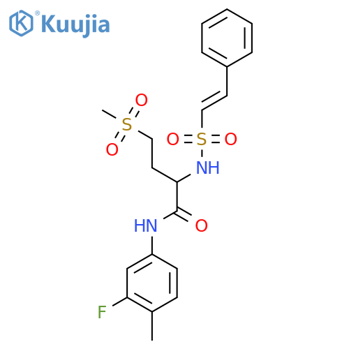 N-(3-fluoro-4-methylphenyl)-4-methanesulfonyl-2-(2-phenylethenesulfonamido)butanamide structure