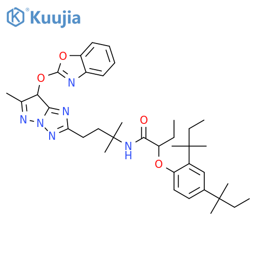 Butanamide, N-[3-[7-(2-benzoxazolyloxy)-6-methyl-1H-pyrazolo[1,5-b][1,2,4]triazol-2- yl]-1,1-dimethylpropyl]-2-[2,4-bis(1,1-dimethylpropyl)phenoxy]- structure