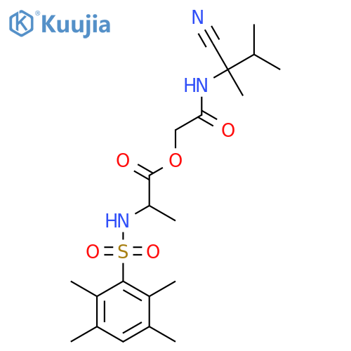 [(1-Cyano-1,2-dimethylpropyl)carbamoyl]methyl 2-(2,3,5,6-tetramethylbenzenesulfonamido)propanoate structure