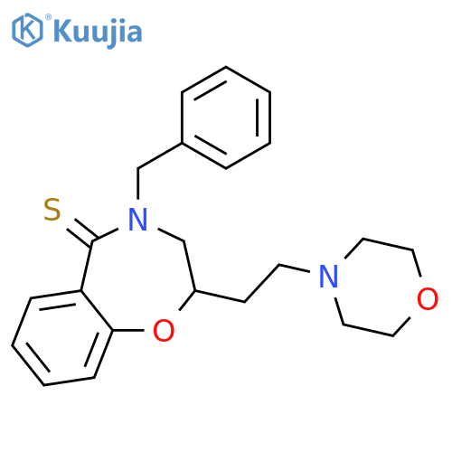 1,4-Benzoxazepine-5(2H)-thione, 3,4-dihydro-2-[2-(4-morpholinyl)ethyl]-4-(phenylmethyl)-, (±)- structure