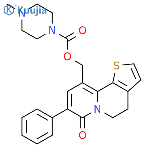 1-Piperazinecarboxylic acid, 4-methyl-,(4,7-dihydro-7-oxo-8-phenyl-5H-thieno[2,3-a]quinolizin-10-yl)methylester structure