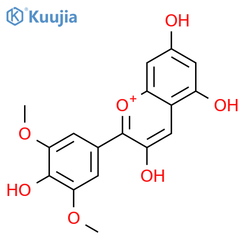 1-Benzopyrylium,3,5,7-trihydroxy-2-(4-hydroxy-3,5-dimethoxyphenyl)- structure