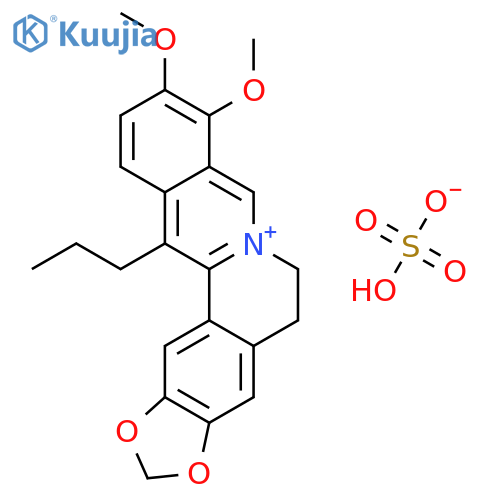 Benzo[g]-1,3-benzodioxolo[5,6-a]quinolizinium, 5,6-dihydro-9,10-dimethoxy-13-propyl-, sulfate (1:1) structure