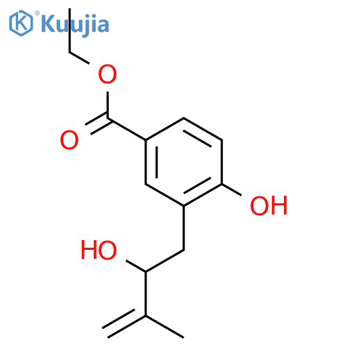 ethyl 4-hydroxy-3-(2-hydroxy-3-methyl-3-butenyl)benzoate structure