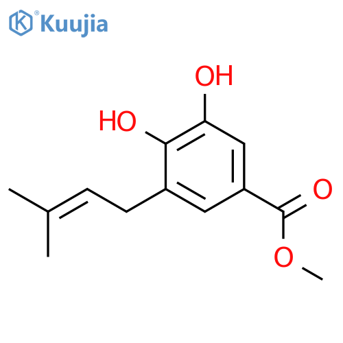 methyl 3,4-dihydroxy-5-(3-methyl-2-butenyl)benzoate structure