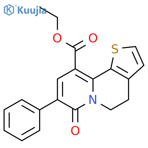 5H-Thieno[2,3-a]quinolizine-10-carboxylic acid,4,7-dihydro-7-oxo-8-phenyl-, ethyl ester structure