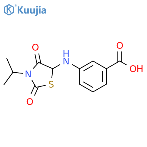3-{[2,4-dioxo-3-(propan-2-yl)-1,3-thiazolidin-5-yl]amino}benzoic acid structure