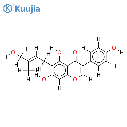 (E)-5,7,4'-trihydroxy-6-(3-hydroxymethyl-2-butenyl)isoflavone structure
