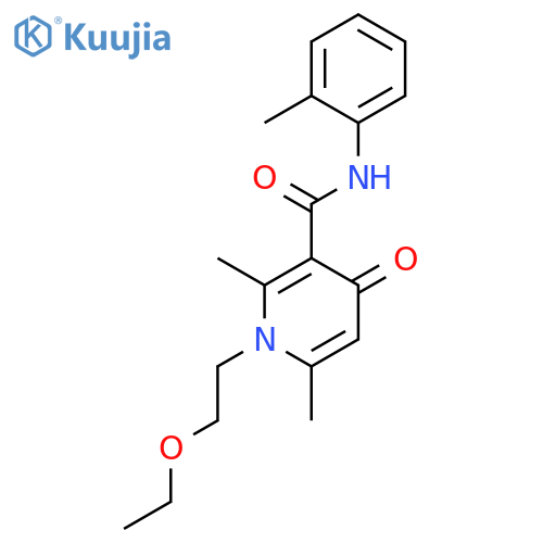 3-Pyridinecarboxamide, 1-(2-ethoxyethyl)-1,4-dihydro-2,6-dimethyl-N-(2-methylphenyl)-4-oxo- structure