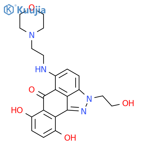 Anthra[1,9-cd]pyrazol-6(2H)-one, 7,10-dihydroxy-2-(2-hydroxyethyl)-5-[[2-(4-morpholinyl)ethyl]amino]- structure