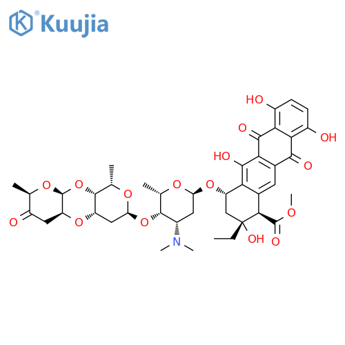 1-Naphthacenecarboxylicacid, 4-[[[2''',3''-anhydro]-O-3,6-dideoxy-b-D-threo-hexopyranos-4-ulos-1-yl-(1&reg;4)-O-2,6-dideoxy-a-L-lyxo-hexopyranosyl-(1&reg;4)-2,3,6-trideoxy-3-(dimethylamino)-a-L-lyxo-hexopyranosyl]oxy]-2-ethyl-1,2,3,4,6,11-hexahydro-2,5,7,10-tetrahydroxy-6,11-dioxo-,methyl ester, (1R,2R,4S)- (9CI) structure