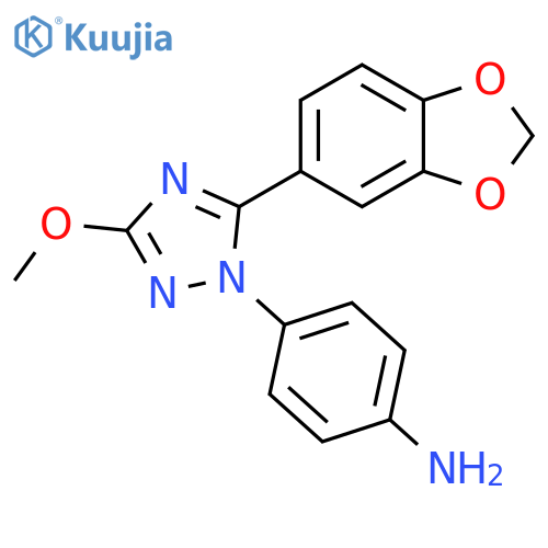 Benzenamine, 4-[5-(1,3-benzodioxol-5-yl)-3-methoxy-1H-1,2,4-triazol-1-yl]- structure