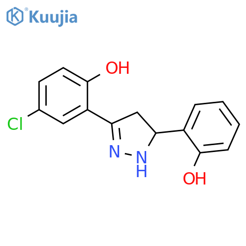 4-Chloro-2-(5-(2-hydroxyphenyl)-4,5-dihydro-1H-pyrazol-3-yl)phenol structure
