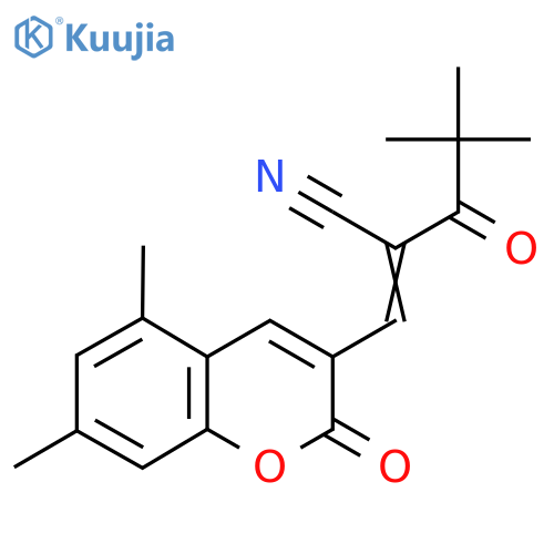 3-(5,7-Dimethyl-2-oxo(2H-chromen-3-YL))-2-(2,2-dimethylpropanoyl)prop-2-enenitrile structure