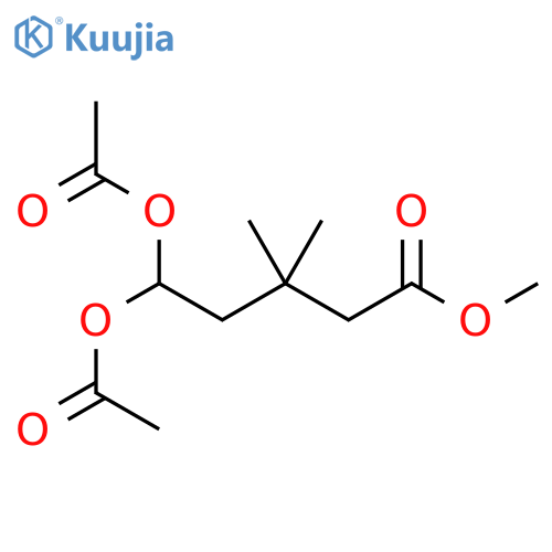 Pentanoic acid, 5,5-bis(acetyloxy)-3,3-dimethyl-, methyl ester structure