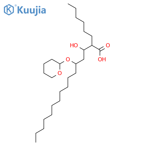 2-Hexyl-3-hydroxy-5-(tetrahydro-2H-pyran-2-yl)oxy-hexadecanoic Acid structure