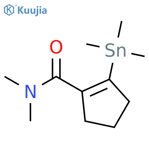 1-Cyclopentene-1-carboxamide, N,N-dimethyl-2-(trimethylstannyl)- structure