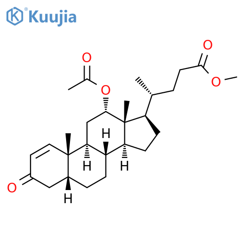 Chol-1-en-24-oic acid, 12-(acetyloxy)-3-oxo-, methyl ester, (5β,12α)- structure