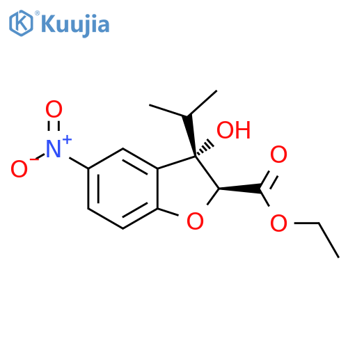 2-Benzofurancarboxylic acid, 2,3-dihydro-3-hydroxy-3-(1-methylethyl)-5-nitro-, ethyl ester, cis- (9CI) structure