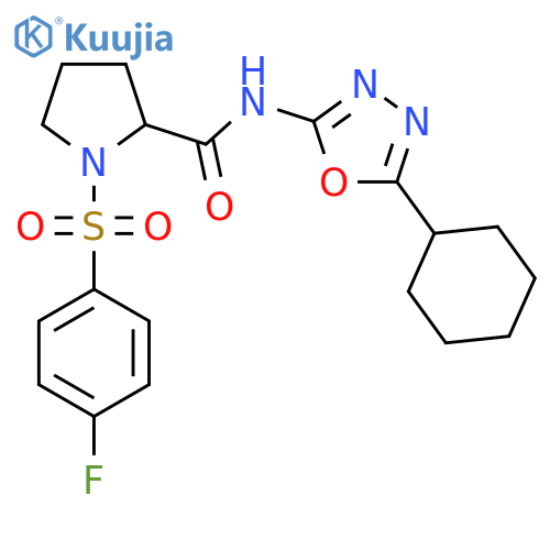 N-(5-cyclohexyl-1,3,4-oxadiazol-2-yl)-1-(4-fluorobenzenesulfonyl)pyrrolidine-2-carboxamide structure