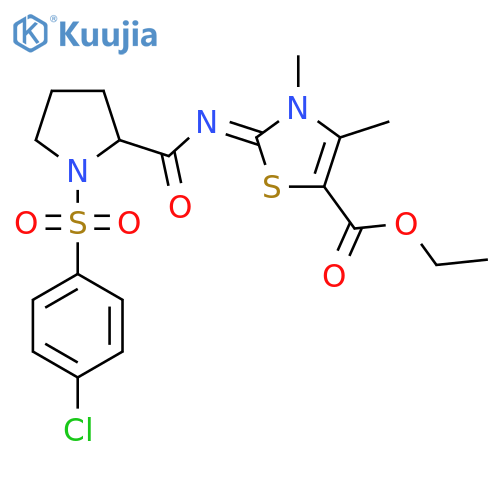 2-[[[1-[(4-Chlorophenyl)sulfonyl]-2-pyrrolidinyl]carbonyl]imino]-2,3-dihydro-3,4-dimethyl-5-thiazolecarboxylic acid ethyl ester structure