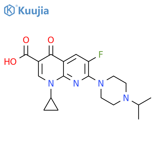 1,8-Naphthyridine-3-carboxylicacid,1-cyclopropyl-6-fluoro-1,4-dihydro-7-[4-(1-methylethyl)-1-piperazinyl]-4-oxo- structure