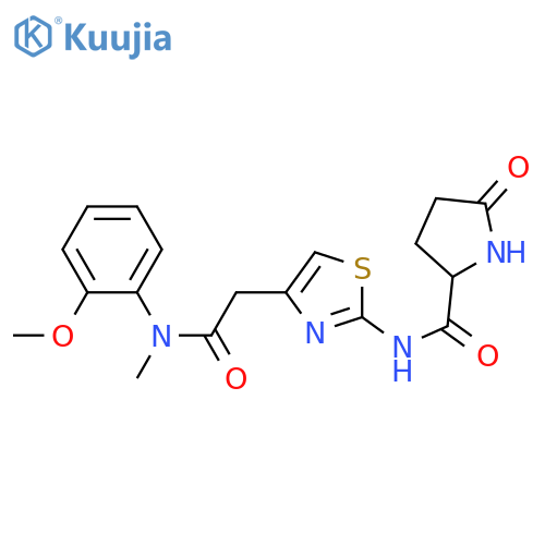 N-[4-({[(2-methoxyphenyl)methyl]carbamoyl}methyl)-1,3-thiazol-2-yl]-5-oxopyrrolidine-2-carboxamide structure