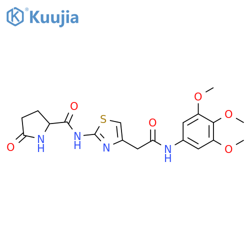 5-oxo-N-(4-{[(3,4,5-trimethoxyphenyl)carbamoyl]methyl}-1,3-thiazol-2-yl)pyrrolidine-2-carboxamide structure