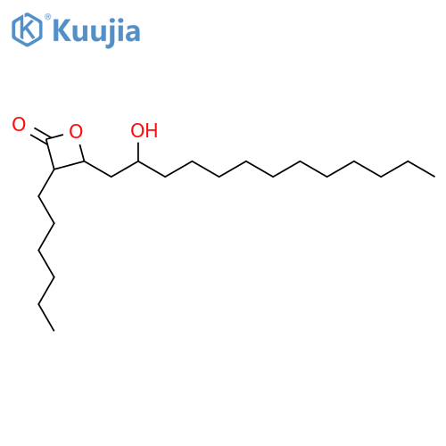 (3S,4S)-3-Hexyl-4-(2R)-2-hydroxytridecyl-2-oxetanone structure