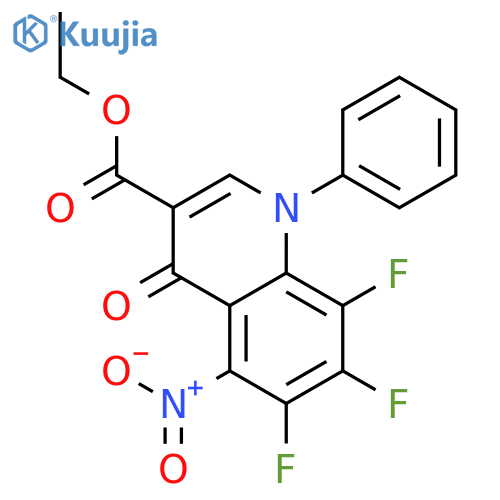 3-Quinolinecarboxylic acid, 6,7,8-trifluoro-1,4-dihydro-5-nitro-4-oxo-1-phenyl-, ethyl ester structure