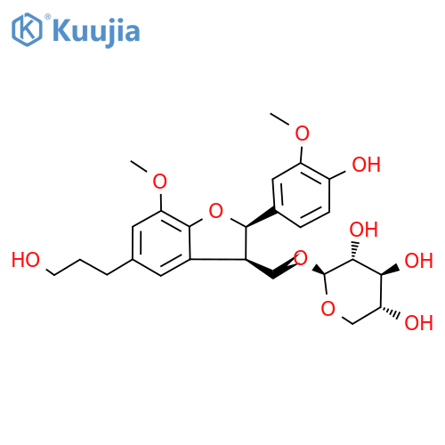 [(2R,3R)-2,3-Dihydro-2-(4-hydroxy-3-methoxyphenyl)-5-(3-hydroxypropyl)-7-methoxy-3-benzofuranyl]methyl β-D-xylopyranoside structure