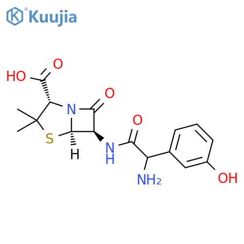 4-Thia-1-azabicyclo[3.2.0]heptane-2-carboxylic acid,6-[[amino(3-hydroxyphenyl)acetyl]amino]-3,3-dimethyl-7-oxo-,(2S,5R,6R)- structure