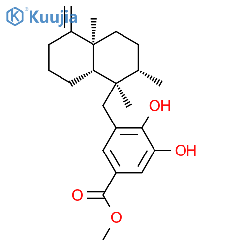 Benzoic acid,3-[[(1R,2S,4aS,8aS)-decahydro-1,2,4a-trimethyl-5-methylene-1-naphthalenyl]methyl]-4,5-dihydroxy-,methyl ester structure