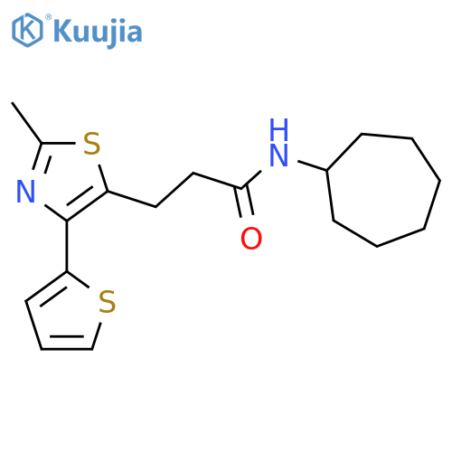 N-cycloheptyl-3-[2-methyl-4-(thiophen-2-yl)-1,3-thiazol-5-yl]propanamide structure
