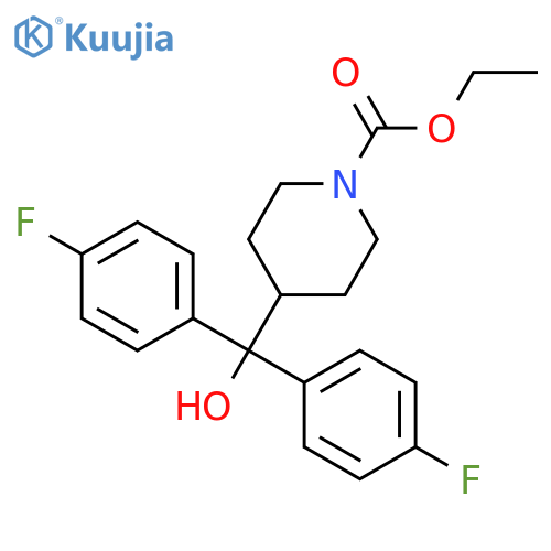 1-Piperidinecarboxylic acid, 4-[bis(4-fluorophenyl)hydroxymethyl]-, ethyl ester structure