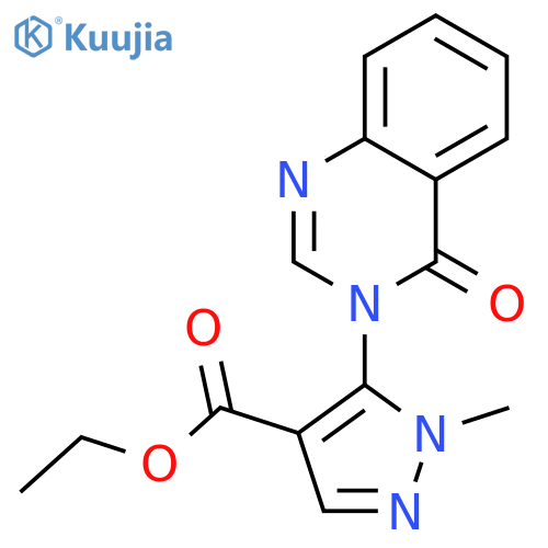 1H-Pyrazole-4-carboxylicacid, 1-methyl-5-(4-oxo-3(4H)-quinazolinyl)-, ethyl ester structure