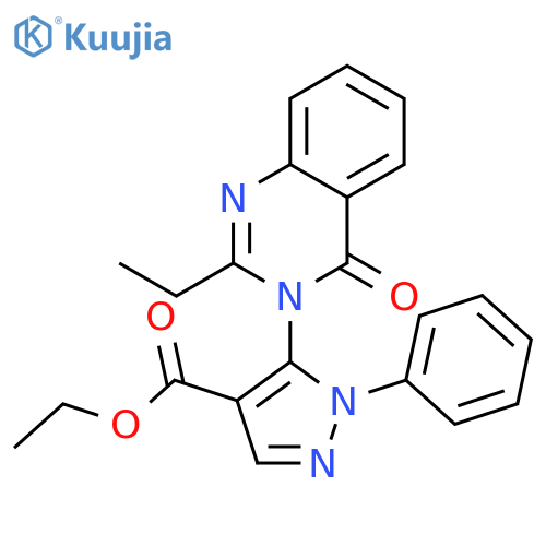 1H-Pyrazole-4-carboxylicacid, 5-(2-ethyl-4-oxo-3(4H)-quinazolinyl)-1-phenyl-, ethyl ester structure