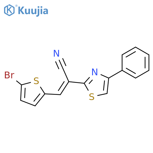 (2E)-3-(5-bromothiophen-2-yl)-2-(4-phenyl-1,3-thiazol-2-yl)prop-2-enenitrile structure