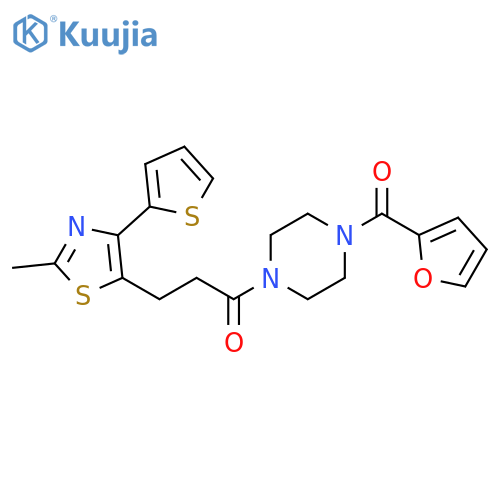 1-[4-(furan-2-carbonyl)piperazin-1-yl]-3-[2-methyl-4-(thiophen-2-yl)-1,3-thiazol-5-yl]propan-1-one structure