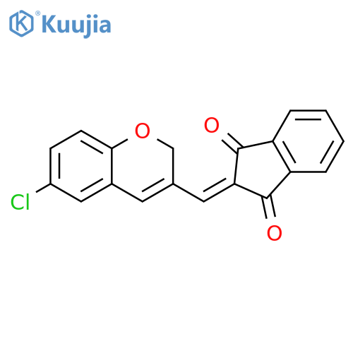 2-[(6-chloro-2H-chromen-3-yl)methylidene]-2,3-dihydro-1H-indene-1,3-dione structure