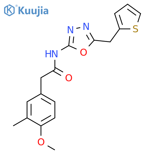 2-(4-methoxy-3-methylphenyl)-N-{5-[(thiophen-2-yl)methyl]-1,3,4-oxadiazol-2-yl}acetamide structure