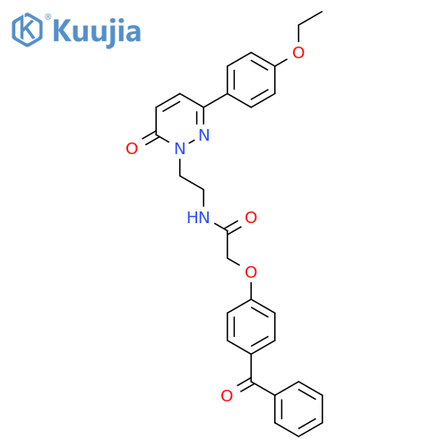 2-(4-benzoylphenoxy)-N-{2-[3-(4-ethoxyphenyl)-6-oxo-1,6-dihydropyridazin-1-yl]ethyl}acetamide structure