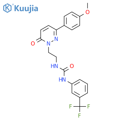 3-{2-[3-(4-methoxyphenyl)-6-oxo-1,6-dihydropyridazin-1-yl]ethyl}-1-[3-(trifluoromethyl)phenyl]urea structure