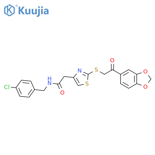 2-(2-{[2-(2H-1,3-benzodioxol-5-yl)-2-oxoethyl]sulfanyl}-1,3-thiazol-4-yl)-N-[(4-chlorophenyl)methyl]acetamide structure
