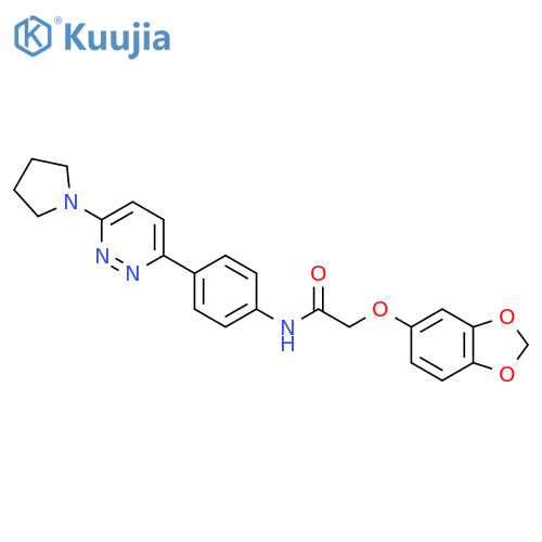 2-(2H-1,3-benzodioxol-5-yloxy)-N-{4-[6-(pyrrolidin-1-yl)pyridazin-3-yl]phenyl}acetamide structure